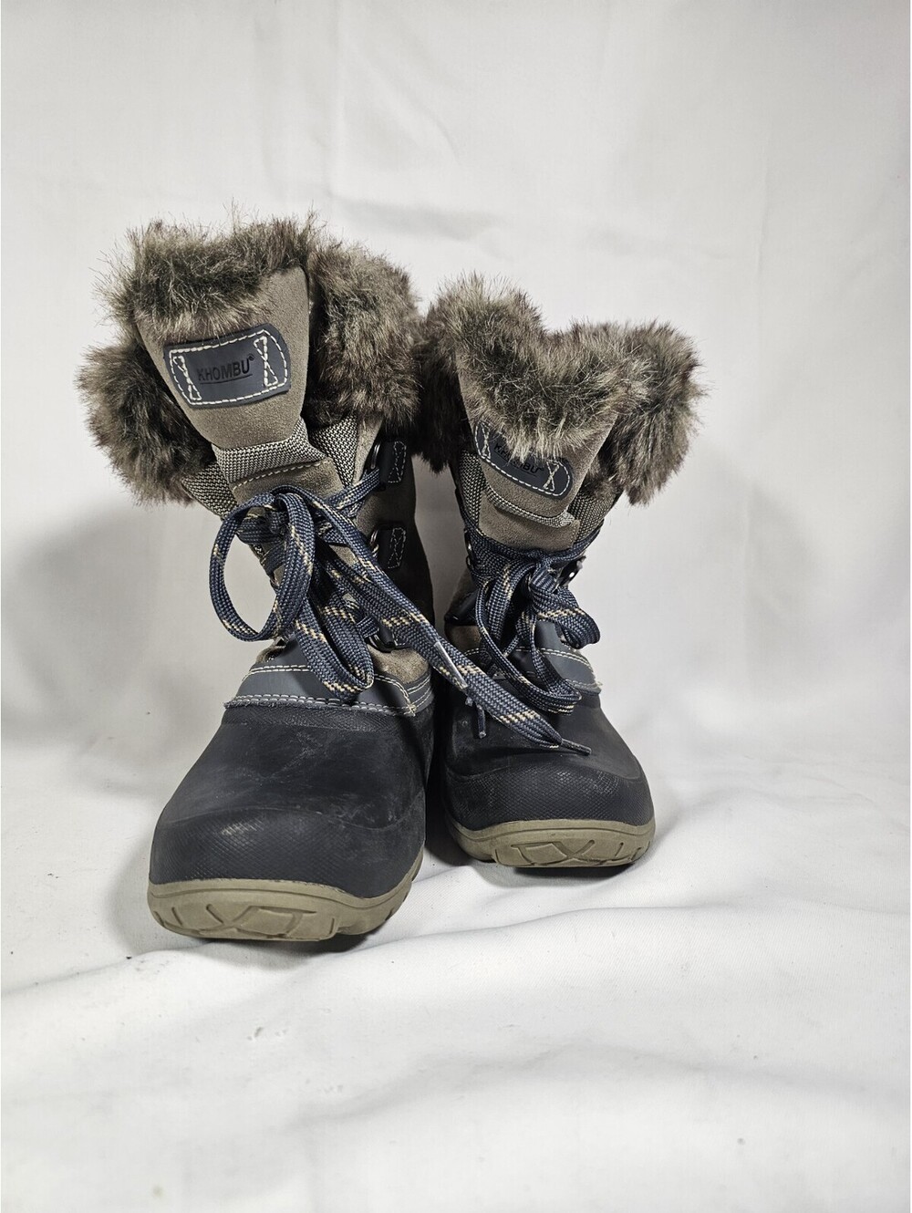Khombu Slope Gray Suede Faux Fur Winter Snow Boots Women's Size 7M
